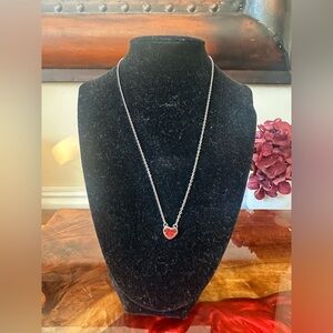 University of Georgia Silver Tone Heart Pendant Necklace NWT